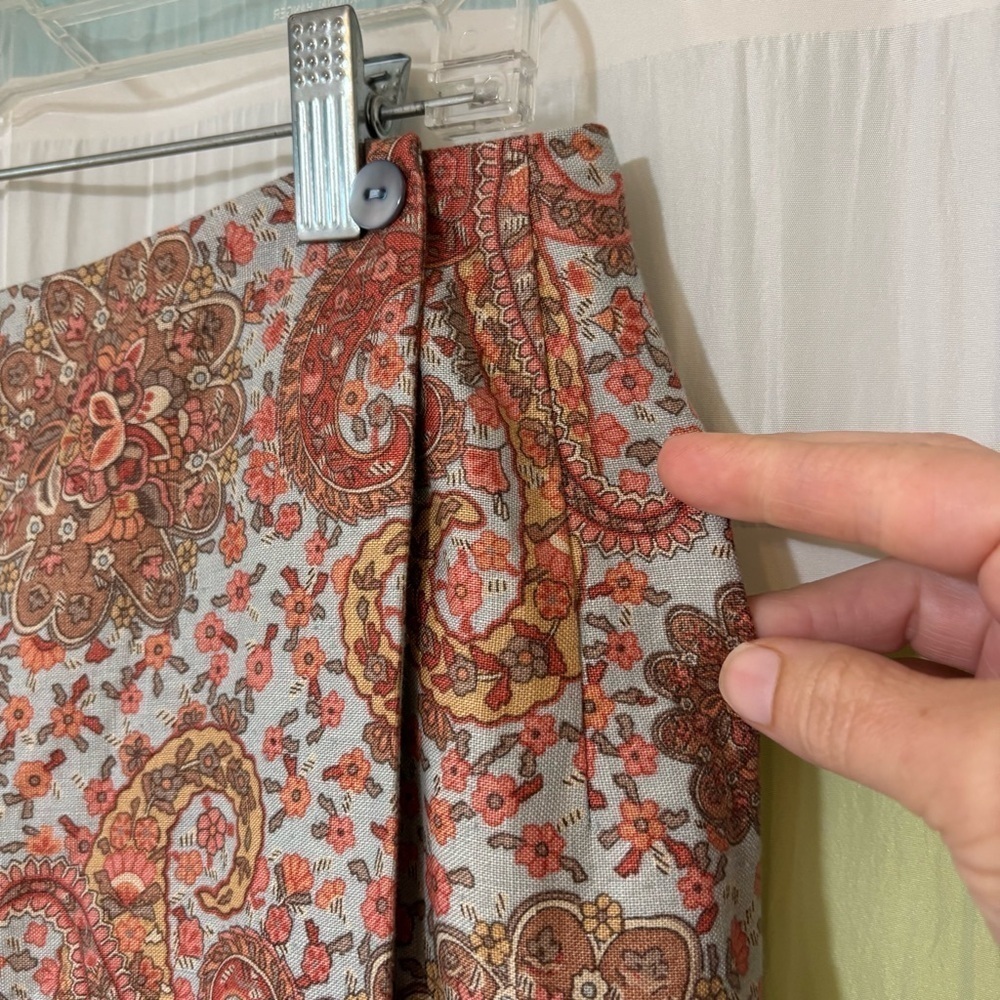 Vintage Charter Club Linen Paisley Long Wrap Skirt Sz 8 - Picture 6 of 8